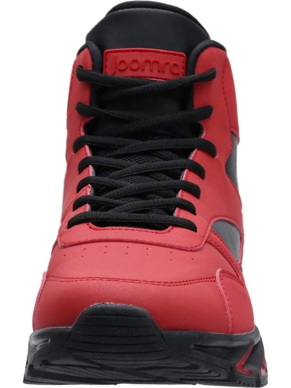 Joomra Men's Red2 Rubber Leather High Top Athletic Inspired Lace Up Sneaker